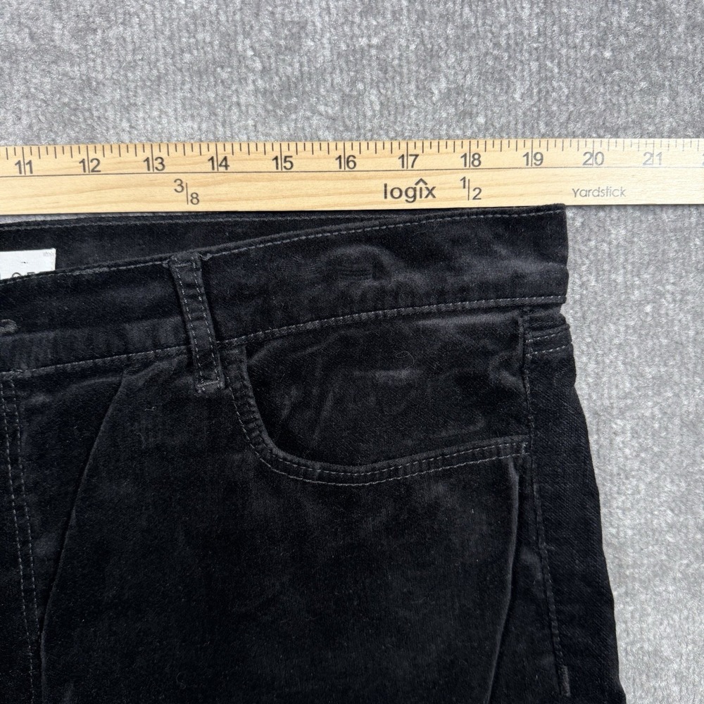 Loft Pants Women's 18 Black Velvet Velour Straight Leg Stretch Modern High Rise - Picture 5 of 10